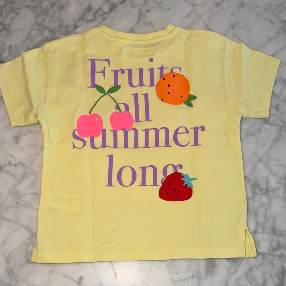 Zara Yellow Kids Tee with Fruit Graphics 4Y - Picture 7 of 7